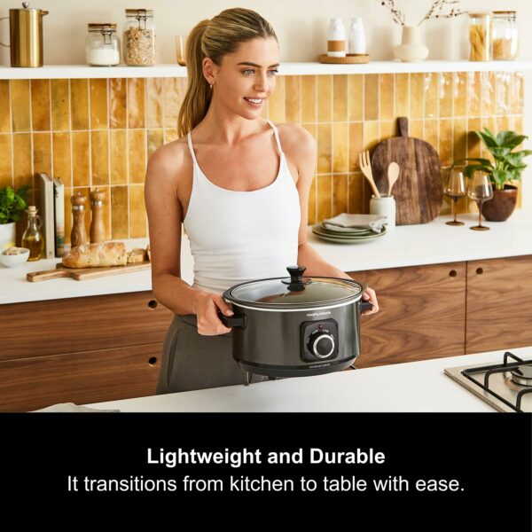 Morphy Richards 3.5L Sear & Stew Slow Cooker, Shatter Resistant Aluminium Pot, 3 Heat Settings, Hob Proof, Easy Clean