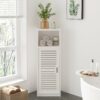 3 Tier Bathroom Floor Cabinet, White Storage Cabinet with Door, Free Standing Shelf Unit for Bathroom, Living Room, Bedroom, Kitchen