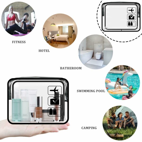 Clear Travel Toiletries Bag, 2 Pcs TSA Approved Toiletry Bag with Zippers Travel Accessories Portable Waterproof Cosmetic Clear Makeup Bag