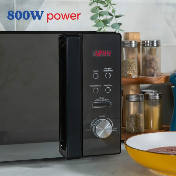 Russell Hobbs RHM2076B 20 Litre 800 W Black Digital Solo Microwave with 5 Power Levels, Automatic Defrost, 8 Auto Cook Menus, Clock and Timer