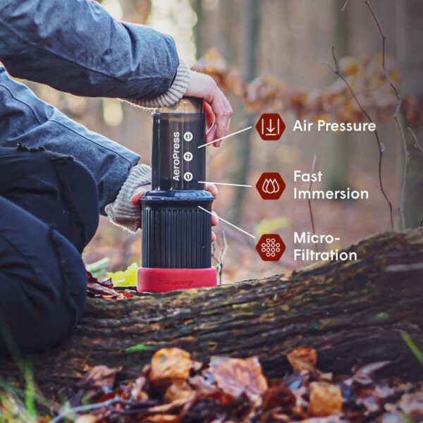 Aeropress Go Portable Travel Coffee Press Kit, 1-3 Cups in a Minute, Coffee, Espresso, & Cold Brew Maker