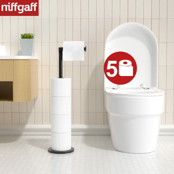 Free-standing Toilet Roll Holder, Stainless Steel Bathroom Roll Holder Stand, Anti Rust Pedestal Toilet Paper Storage Dispenser