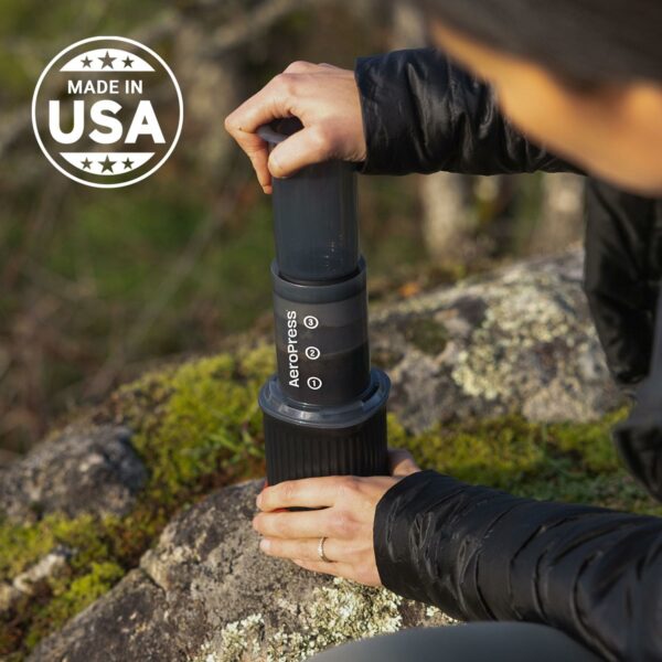 Aeropress Go Portable Travel Coffee Press Kit, 1-3 Cups in a Minute, Coffee, Espresso, & Cold Brew Maker