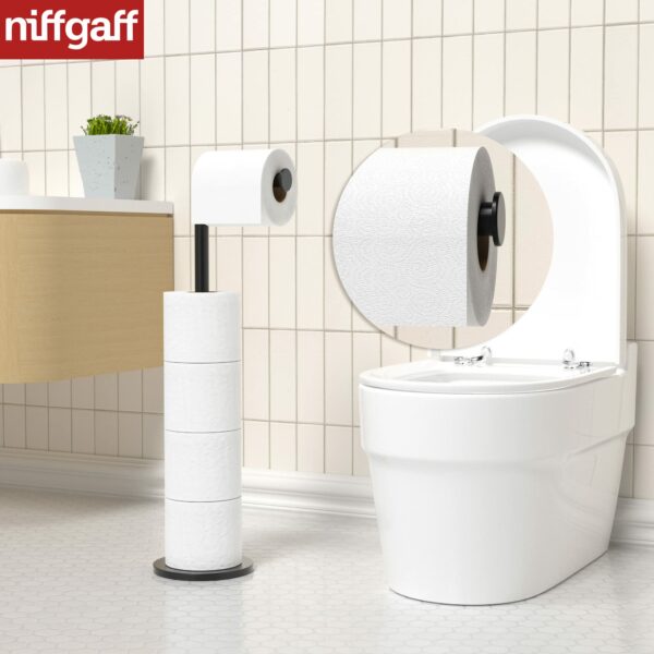 Free-standing Toilet Roll Holder, Stainless Steel Bathroom Roll Holder Stand, Anti Rust Pedestal Toilet Paper Storage Dispenser