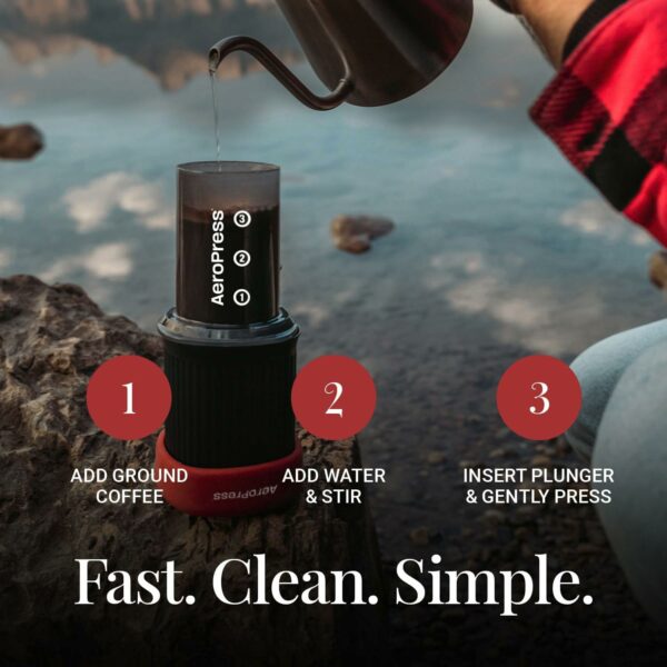Aeropress Go Portable Travel Coffee Press Kit, 1-3 Cups in a Minute, Coffee, Espresso, & Cold Brew Maker