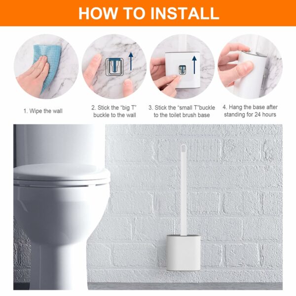 Toilet Brushes & Holders, Deep Cleaner Silicone Toilet Brush, Flat Toilet Brush with Long Handle, Quick Drying Loo Brush and Holder