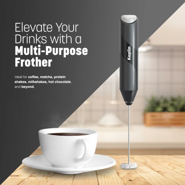Handheld Milk Frother - Stainless Steel Electric Whisk - Portable Battery-Operated Coffee Frother for Lattes, Matcha, Protein Shakes