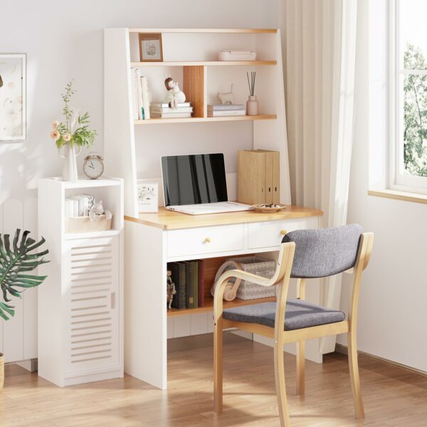 3 Tier Bathroom Floor Cabinet, White Storage Cabinet with Door, Free Standing Shelf Unit for Bathroom, Living Room, Bedroom, Kitchen