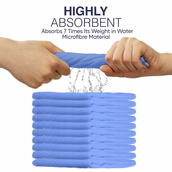 Microfibre Cleaning Cloth, Blue, Pack of 10, Large Size: 40x40cm. Super Soft Premium Streak Free Washable Cloth Duster for Kitchen, Mirrors, Car