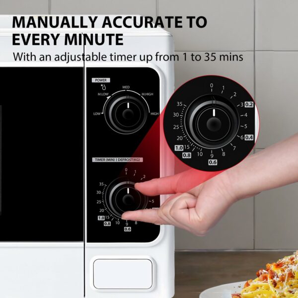 TOSHIBA 20 Liter 800W Manual Control Solo Small Microwave, Compact with 5 Power Levels, Automatic Defrost Function
