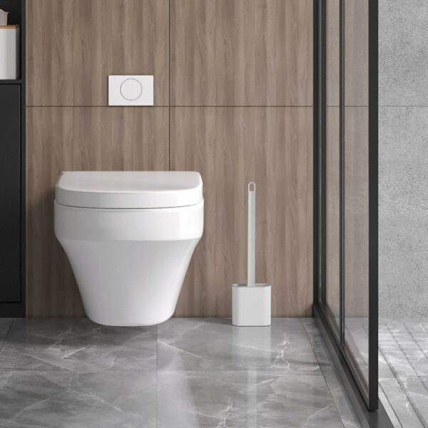 Toilet Brushes & Holders, Deep Cleaner Silicone Toilet Brush, Flat Toilet Brush with Long Handle, Quick Drying Loo Brush and Holder