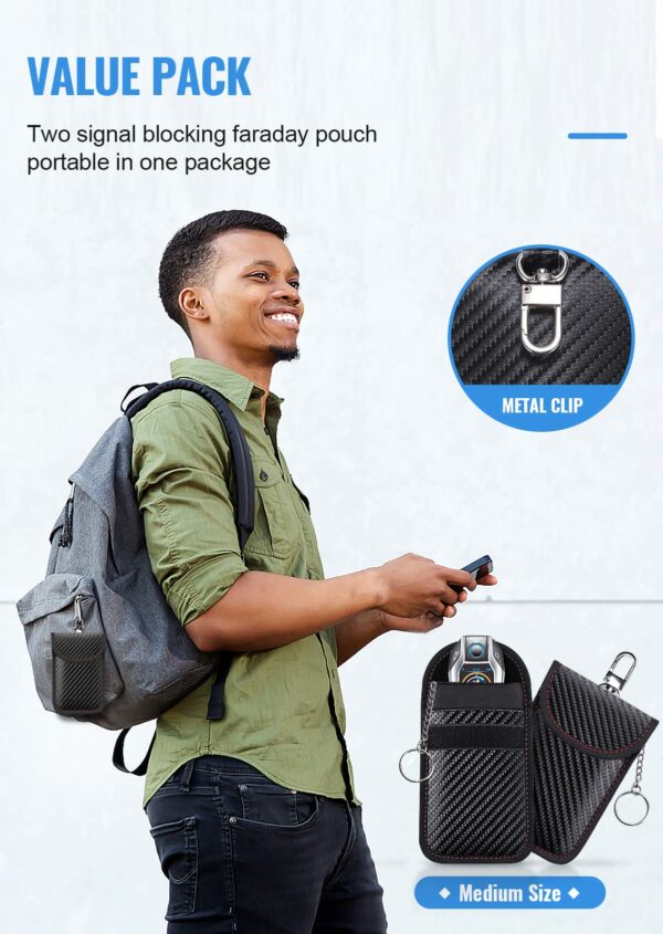 Faraday Pouch for car Keys, Faraday Bag, Car Key Signal Blocking Pouch, Keyless Entry Car Keys Case, RFID Blocker Bag
