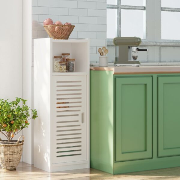 3 Tier Bathroom Floor Cabinet, White Storage Cabinet with Door, Free Standing Shelf Unit for Bathroom, Living Room, Bedroom, Kitchen
