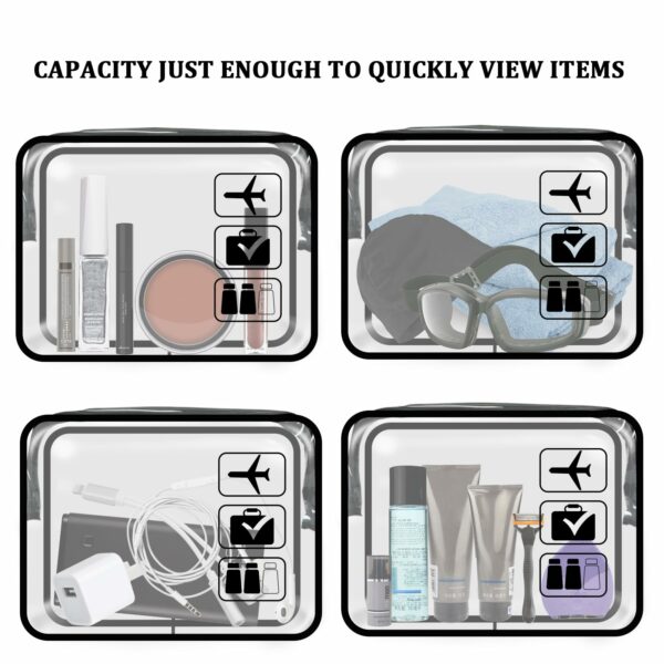 Clear Travel Toiletries Bag, 2 Pcs TSA Approved Toiletry Bag with Zippers Travel Accessories Portable Waterproof Cosmetic Clear Makeup Bag