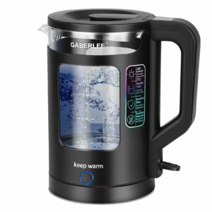 GABERLEE Electric Kettle, 1.7L, 3000W Fast Boil Quiet Glass Kettle with Blue LED, Auto Shut-Off and Boil-Dry Protection