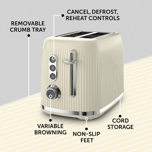 Breville Bold 2 Slice Toaster with High-Lift & Wide Slots, Cream & Silver Chrome