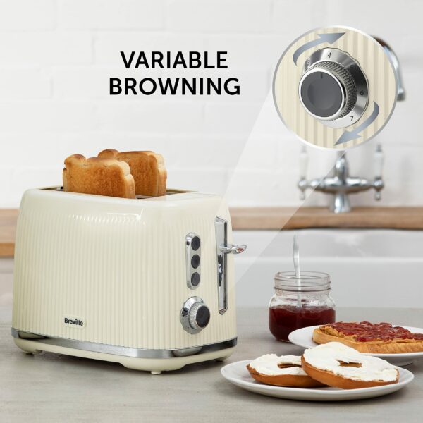Breville Bold 2 Slice Toaster with High-Lift & Wide Slots, Cream & Silver Chrome