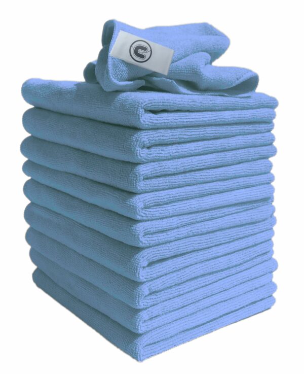 Microfibre Cleaning Cloth, Blue, Pack of 10, Large Size: 40x40cm. Super Soft Premium Streak Free Washable Cloth Duster for Kitchen, Mirrors, Car