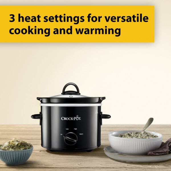 Crock-Pot Slow Cooker, Removable Easy-Clean Ceramic Bowl, 1.8 L Small Slow Cooker (Serves 1-2 People), Energy Efficient