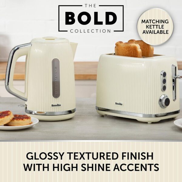 Breville Bold 2 Slice Toaster with High-Lift & Wide Slots, Cream & Silver Chrome