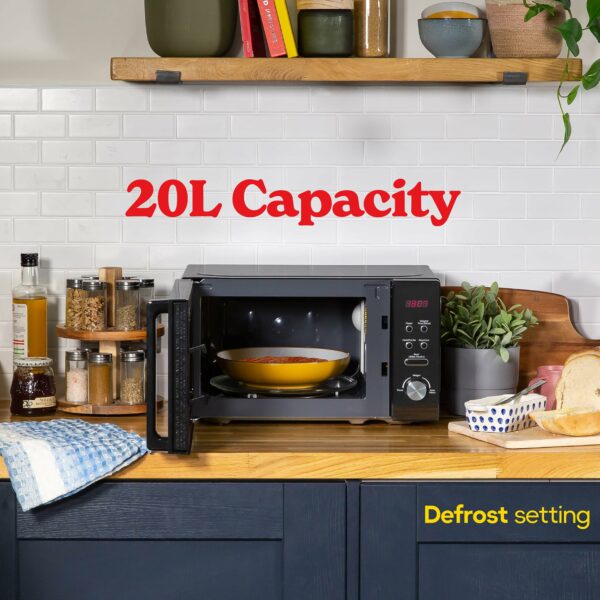 Russell Hobbs RHM2076B 20 Litre 800 W Black Digital Solo Microwave with 5 Power Levels, Automatic Defrost, 8 Auto Cook Menus, Clock and Timer