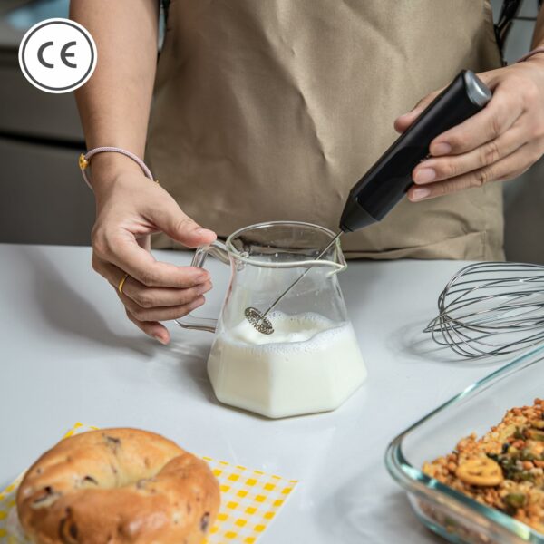 Handheld Milk Frother - Stainless Steel Electric Whisk - Portable Battery-Operated Coffee Frother for Lattes, Matcha, Protein Shakes