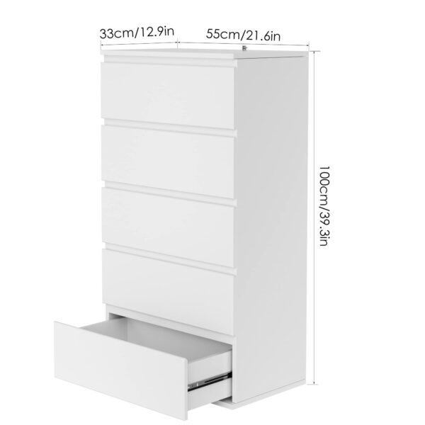 White 5-Drawer Tall Chest – Bedroom – Living Room Storage