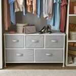 Extra wide fabric chest with 5 drawers – ideal storage for closet, bedroom, or hallway in white finish