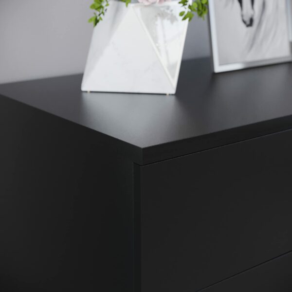 Black Chest of Drawers – 4 Drawers, Metal Handles & Anti-Bowing Support