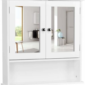 Modern Bathroom Mirror Cabinet – Wall Mounted White