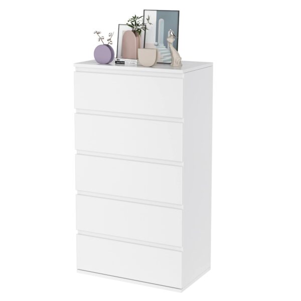 White 5-Drawer Tall Chest – Bedroom – Living Room Storage
