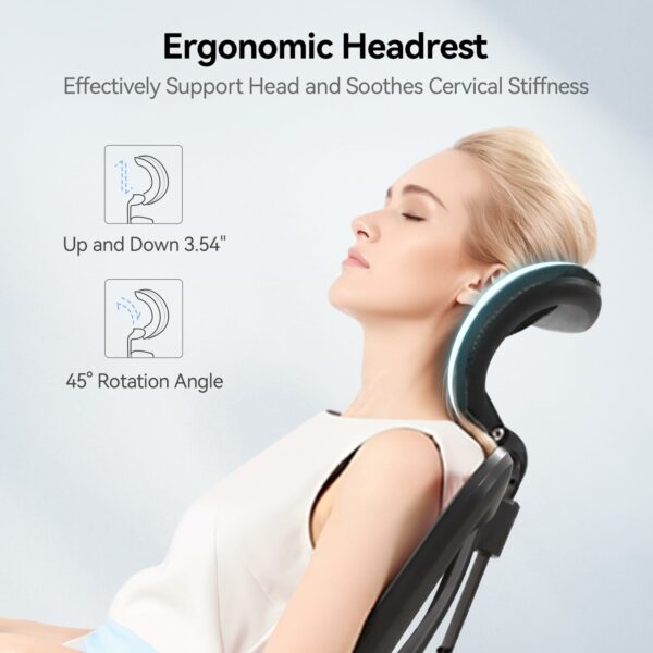 Ergonomic Office Chair with Adjustable Headrest & Lumbar Support – Pure Black