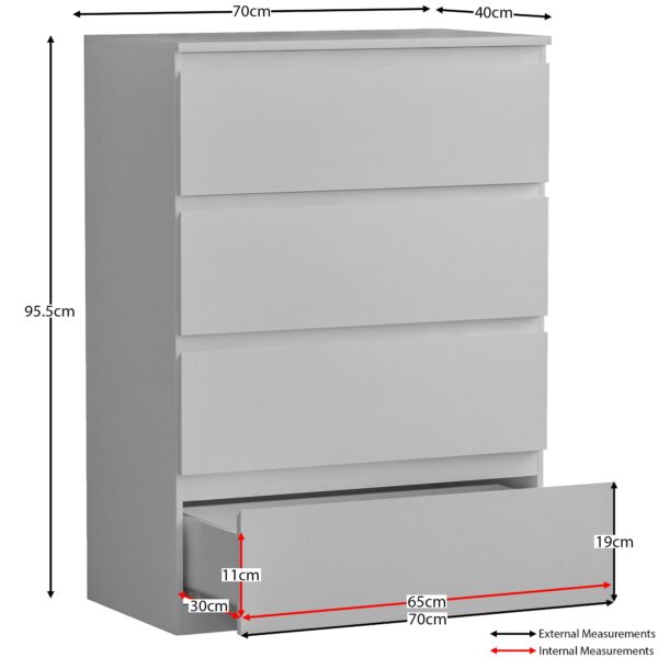 Drawer Chests White, 4 Drawer