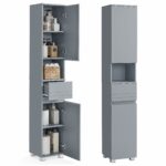 Tall Slim Bathroom Storage Cabinet Grey