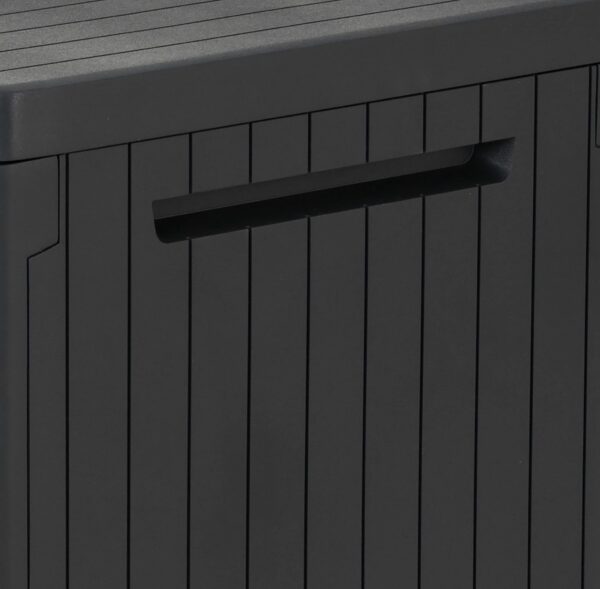 Outdoor Storage Box Grey Wood Panel Effect 113L All Weather Resistant 2 year Warranty