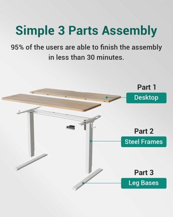 Electric Height Adjustable Standing Desk – 100×60 cm