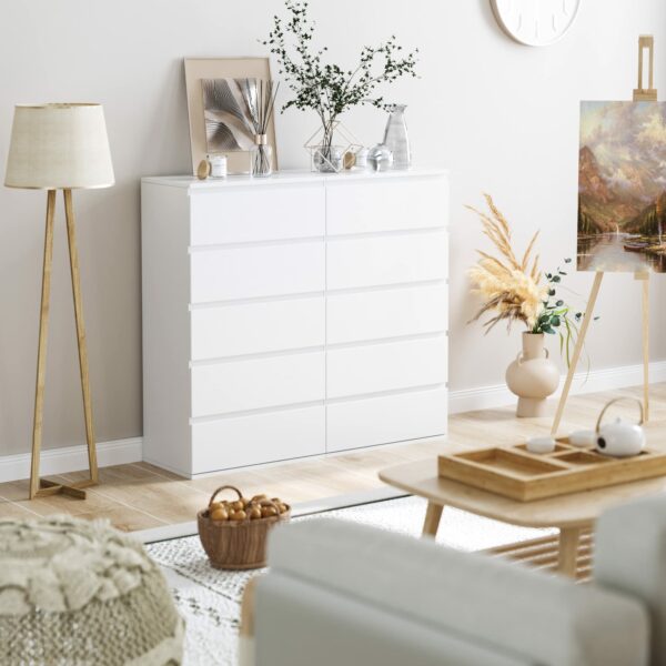 White 5-Drawer Tall Chest – Bedroom – Living Room Storage