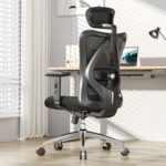 Ergonomic Office Chair with Adjustable Headrest & Lumbar Support – Pure Black