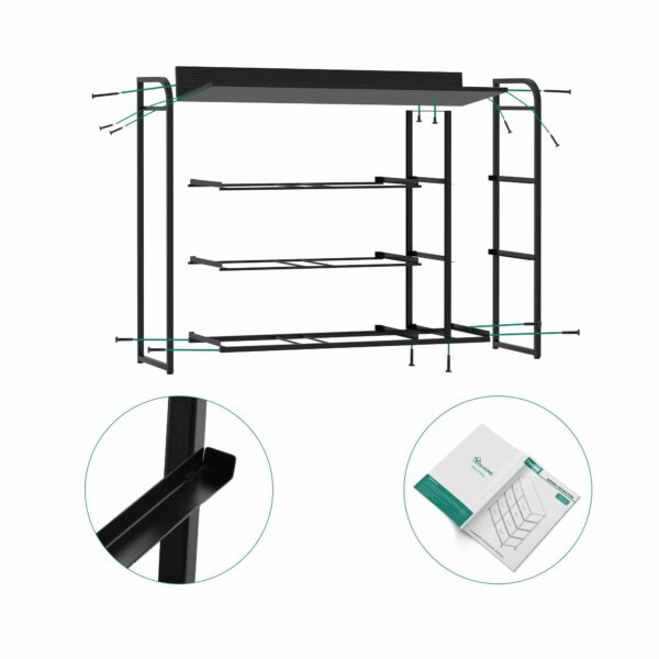Fabric chest with 7 drawers, steel frame, and wooden top for stylish storage