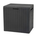 Outdoor Storage Box Grey Wood Panel Effect 113L All Weather Resistant 2 year Warranty