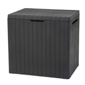 Outdoor Storage Box Grey Wood Panel Effect 113L All Weather Resistant 2 year Warranty