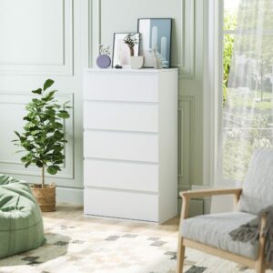 White 5-Drawer Tall Chest – Bedroom – Living Room Storage
