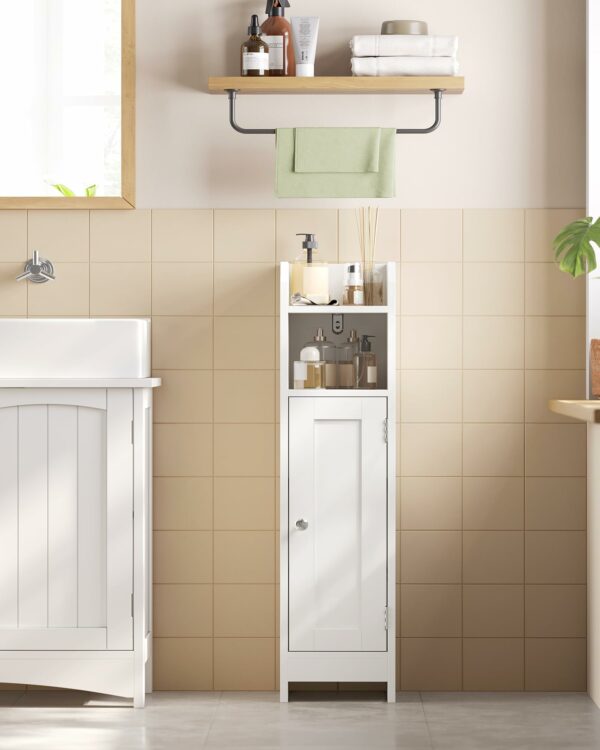 Freestanding Bathroom Floor Storage Cabinet with Door and Adjustable Shelves