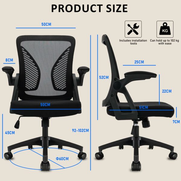 Ergonomic High Back Office Chair with Adjustable Armrest & Lumbar Support – Black
