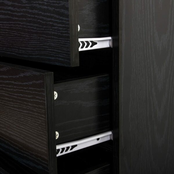 Black 4-drawer chest, sturdy with anti-bow support, perfect for bedroom storage