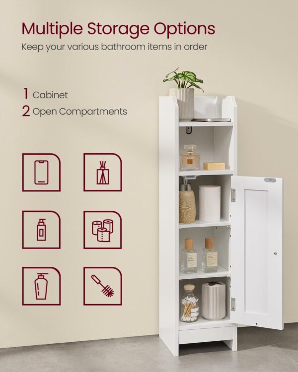 Freestanding Bathroom Floor Storage Cabinet with Door and Adjustable Shelves