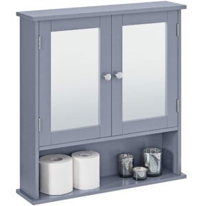 Bathroom Mirror Cabinet – Wall-Mounted Grey