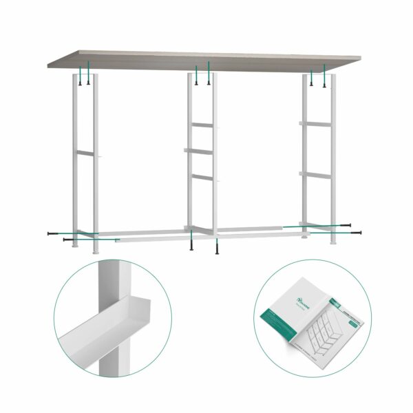 Sturdy fabric chest with wooden top and easy-access drawers for versatile home storage