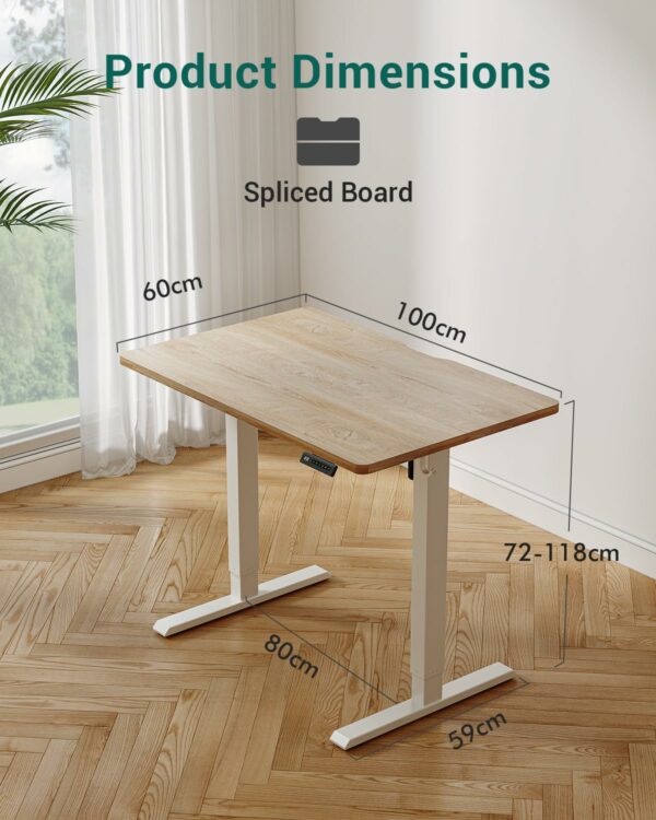Electric Height Adjustable Standing Desk – 100×60 cm