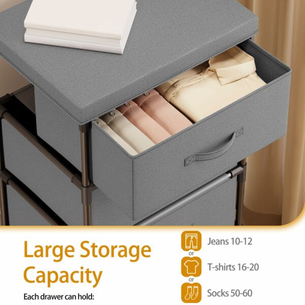 Fabric Chest of Drawers with Spacious Storage and Steel Frame – Grey